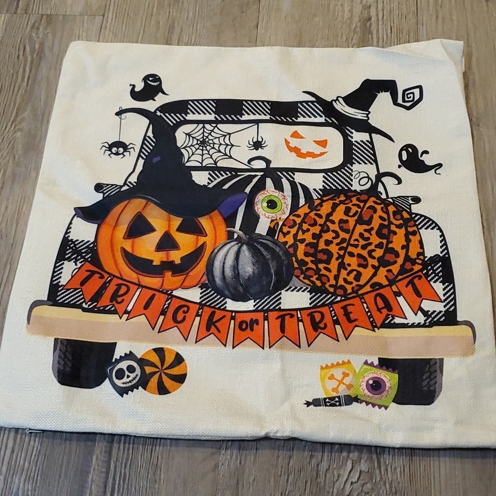 Set of 2 Halloween Trick or Treat Pillow Covers